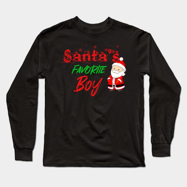 Santa's Favorite Boy Christmas Long Sleeve T-Shirt by Bunnyhopp
